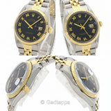 Vintage Rolex Datejust 16013 Pyramid Roman Steel & Gold Men’s Watch
