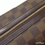 Louis Vuitton-axelväska Pochette Bosfore i Damier-canvas, Damier Ebene, guldfärgade detaljer, brun, N51111 MI2058