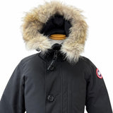 Canada Goose JASPER 3438JM, Black, Size S, Men's Fur Hooded Down Jacket, Polyester Cotton Nylon Down Feather Coyote Fur, Size S, Black