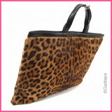 Vintage LOEWE Handbag Leopard Beige x Brown x Black Women's