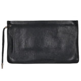Chrome Hearts, Black/Silver, FLAT MED PLAIN Leather Clutch Bag, Leather, Black/Silver