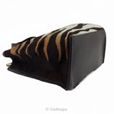 Furla Zebra Print Handbag in Dark Brown and Ivory (Zebra Print) Women's