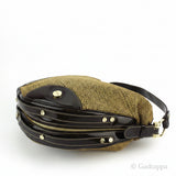 Vintage Borbonese Handbag Partridge Eye Pattern Beige Brown Gold Women's
