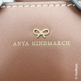 Vintage Anya Hindmarch Eyes Tote Bag for Women, Felt and Leather, Garay/Brown, Gold Hardware