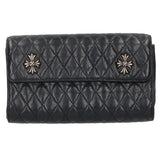 Chrome Hearts, Black/Silver, DINNER CH Plus Button Quilted Leather Clutch Bag, Leather, Black/Silver