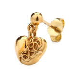 Chrome Hearts, Gold, 16mm, Chrome Hearts Jewelry Drop Heart Earring, 22K Gold / 14K Gold Post, 8mm x 9mm x 5mm, Gold