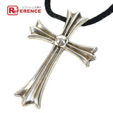 Chrome Hearts, Silver, 50mm x 75mm, Chrome Hearts Jewelry Cross Large Choker Pendant Necklace, SV925 Sterling Silver / Leather, 50mm x 75mm, Silver