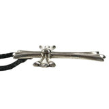 Chrome Hearts, Silver, 50mm x 75mm, Chrome Hearts Jewelry Cross Large Choker Pendant Necklace, SV925 Sterling Silver / Leather, 50mm x 75mm, Silver
