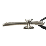 Chrome Hearts, Silver, 50mm x 75mm, Chrome Hearts Jewelry Cross Large Choker Pendant Necklace, SV925 Sterling Silver / Leather, 50mm x 75mm, Silver