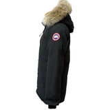 Canada Goose JASPER 3438JM, Black, Size S, Men's Fur Hooded Down Jacket, Polyester Cotton Nylon Down Feather Coyote Fur, Size S, Black