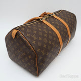 LOUIS VUITTON Monogram Keepall 45 M41428 Boston Bag Brown Coated Canvas Leather Women's - Pre-Owned