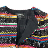 Chanel, Multicolor, Size 36, Women's Collection Line Sequin Collarless Cardigan Jacket, Cotton, 36, Multicolor