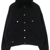Prada, Black, Size XL, Men's Padded Mouton Collar Denim Jacket, Cotton, XL, Black