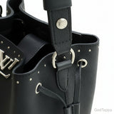 LOUIS VUITTON Lockmet Bucket Drawstring Bag Studs Leather Noir Black Gold Hardware M43878 - Vintage