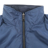 Prada, Navy, Size 46, Men's Logo Patch Reversible Padded Zip-Up Jacket, Polyamide, 46, Navy