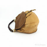 Vintage Miu Miu Handbag Logo Beige Brown Gold Women's