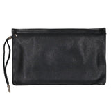 Chrome Hearts, Black/Silver, FLAT MED PLAIN Leather Clutch Bag, Leather, Black/Silver