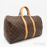 LOUIS VUITTON Monogram Canvas Keepall 45 M41428 Boston Bag Brown Coated Canvas Leather Ladies Used - Pre-Owned