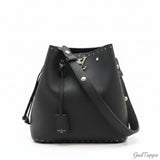 LOUIS VUITTON Lockmet Bucket Drawstring Bag Studs Leather Noir Black Gold Hardware M43878 - Vintage