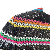 Chanel, Multicolor, Size 36, Women's Collection Line Sequin Collarless Cardigan Jacket, Cotton, 36, Multicolor