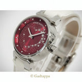 LOUIS VUITTON Women's Watch Tambour Attraction Stainless Steel Leather Quartz Red Dial Q12M2 - Pre-owned