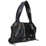 Chrome Hearts, Black/Silver, JJ DEAN SMALL Leather Rider's Handbag, Leather, Black/Silver