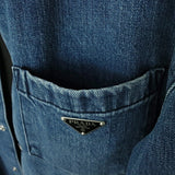 Prada, Light Blue/Black, Size XS, Oversized Padded Denim Jacket, Cotton Denim, XS, Light Blue/Black