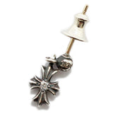 Chrome Hearts, Silver, 1.0cm x 0.7cm, Chrome Hearts Jewelry Tiny E CH Plus Diamond Cross Single Earring, SV925 Sterling Silver / 14K Gold / Diamond, 1.0cm x 0.7cm, Silver