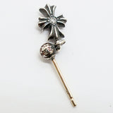 Chrome Hearts, Silver, 1.0cm x 0.7cm, Chrome Hearts Jewelry Tiny E CH Plus Diamond Cross Single Earring, SV925 Sterling Silver / 14K Gold / Diamond, 1.0cm x 0.7cm, Silver