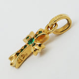 Chrome Hearts, 2.3cm x 9mm, Chrome Hearts Jewelry Baby Fat Cross Charm Pave Emerald CRS BBYFAT PAVE EM Pendant Top, 22K Gold / Emerald, 2.3cm x 9mm