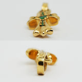 Chrome Hearts, 2.3cm x 9mm, Chrome Hearts Jewelry Baby Fat Cross Charm Pave Emerald CRS BBYFAT PAVE EM Pendant Top, 22K Gold / Emerald, 2.3cm x 9mm