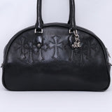 Chrome Hearts, Black, Size Small, Gym Bag #3 Cemetery Cross Patch Mini Boston Bag, Leather, Small, Black