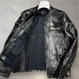 Prada, Black, Size 48 (ML), Men's Lambskin Leather Biker Jacket, Lambskin Leather, 48, Black