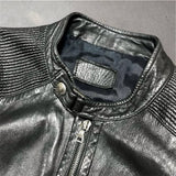 Prada, Black, Size 48 (ML), Men's Lambskin Leather Biker Jacket, Lambskin Leather, 48, Black