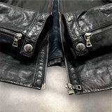 Prada, Black, Size 48 (ML), Men's Lambskin Leather Biker Jacket, Lambskin Leather, 48, Black