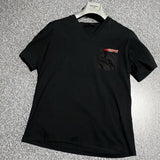 Prada, Black, Size L, Men's V-Neck Logo T-Shirt, Cotton/Nylon, L, Black