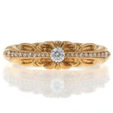 Chrome Hearts, Size 16.5, Chrome Hearts Jewelry Baby Classic Floral Ring with Diamond and Cross Design, K22YG 22K Gold / Diamond, Size 16.5