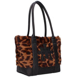 Chrome Hearts, Brown/Black, Mini, TOTE MINI Handbag with Leopard Print Fur Patch, Mini, Brown/Black