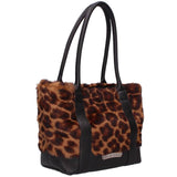 Chrome Hearts, Brown/Black, Mini, TOTE MINI Handbag with Leopard Print Fur Patch, Mini, Brown/Black