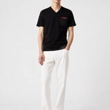 Prada, Black, Size L, Men's V-Neck Logo T-Shirt, Cotton/Nylon, L, Black