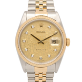Rolex Datejust 10P Diamanten 16233G Schampesfaarweg mat gravéiertem Computer-Muster T-Serie - Geb gebraucht