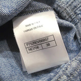 Chanel, Blue/White, Size 38, Women's Coco Mark Camellia Print Denim Jacket, Cotton, 38, Blue/White