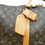 LOUIS VUITTON Monogram Keepall Bandoulière 55 M41414 Boston-Reestäsch mat Schëllerrimm