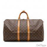 LOUIS VUITTON Monogram Keepall Bandoulière 55 M41414 Boston-Reestäsch mat Schëllerrimm
