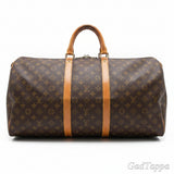 LOUIS VUITTON Monogram Keepall Bandoulière 55 M41414 Boston-Reestäsch mat Schëllerrimm