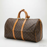 LOUIS VUITTON Monogram Keepall Bandoulière 55 M41414 Boston-Reestäsch mat Schëllerrimm