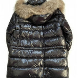 MONCLER ROD, Shiny Black, Size 1, Coyote Fur Jacket, Size 1, Shiny Black