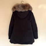 MONCLER BLAVET, Black, Size 2, Fox Fur Jacket, Polyester/Cotton, Size 2 (L-XL), Black