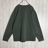 Moncler, Khaki Green, Size XL, Waffle Fabric Patch Logo Long Sleeve T-Shirt, Cotton, Size XL, Khaki Green