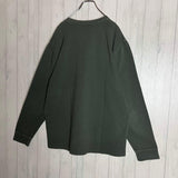 Moncler, Khaki Green, Size XL, Waffle Fabric Patch Logo Long Sleeve T-Shirt, Cotton, Size XL, Khaki Green